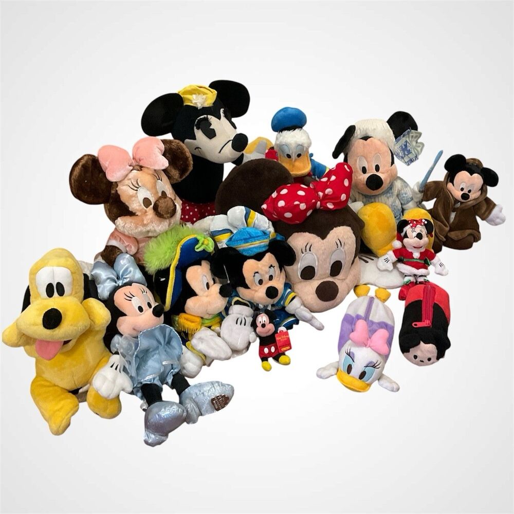 Disney Plush Lot Mickey Minnie Donald Pluto Star Wars Appplause Vintage 14pcs